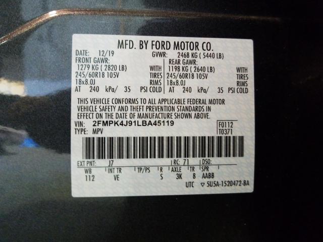 Photo 9 VIN: 2FMPK4J91LBA45119 - FORD EDGE SEL 