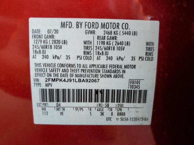 Photo 13 VIN: 2FMPK4J91LBA92067 - FORD EDGE SEL 