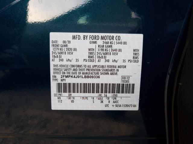 Photo 9 VIN: 2FMPK4J91LBB09336 - FORD EDGE 