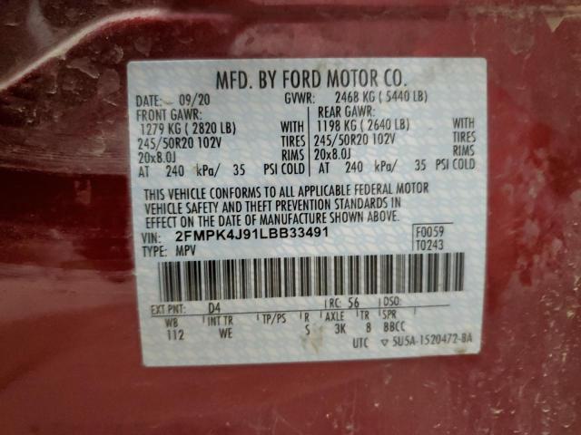 Photo 13 VIN: 2FMPK4J91LBB33491 - FORD EDGE SEL 