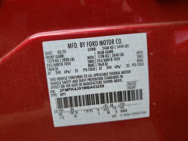 Photo 9 VIN: 2FMPK4J91MBA03258 - FORD EDGE SEL 