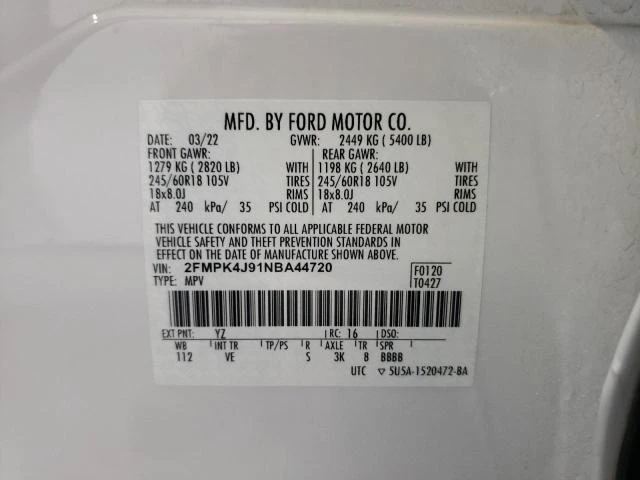 Photo 12 VIN: 2FMPK4J91NBA44720 - FORD EDGE SEL 