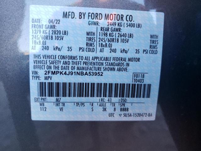 Photo 9 VIN: 2FMPK4J91NBA53952 - FORD EDGE SEL 