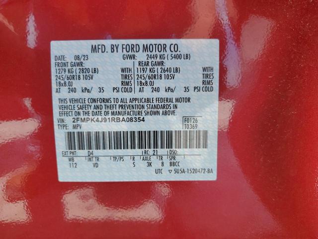 Photo 12 VIN: 2FMPK4J91RBA08354 - FORD EDGE SEL 