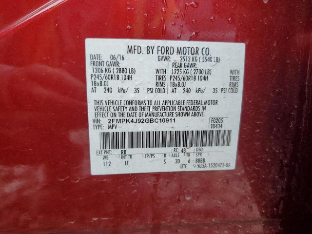 Photo 13 VIN: 2FMPK4J92GBC10911 - FORD EDGE 