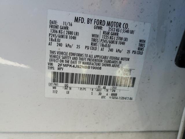 Photo 12 VIN: 2FMPK4J92HBB19008 - FORD EDGE SEL 