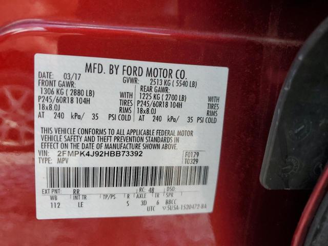 Photo 12 VIN: 2FMPK4J92HBB73392 - FORD EDGE SEL 