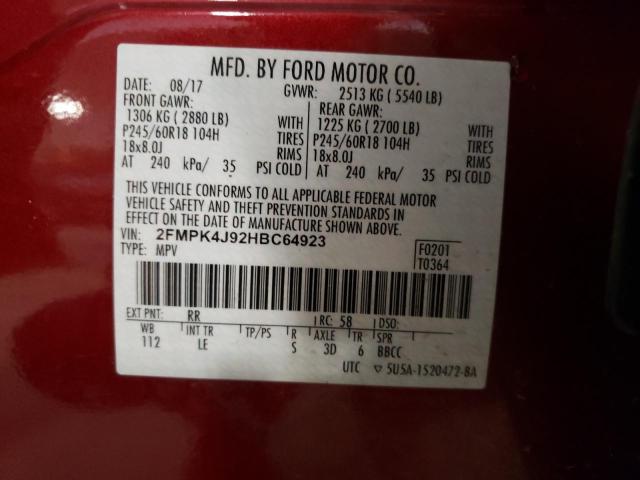 Photo 9 VIN: 2FMPK4J92HBC64923 - FORD EDGE SEL 