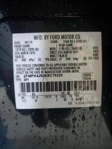 Photo 12 VIN: 2FMPK4J92KBC75220 - FORD EDGE SEL 