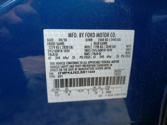 Photo 9 VIN: 2FMPK4J92LBB11449 - FORD EDGE SEL 