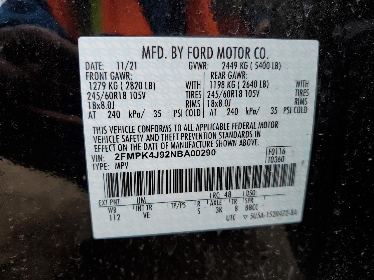 Photo 11 VIN: 2FMPK4J92NBA00290 - FORD EDGE 