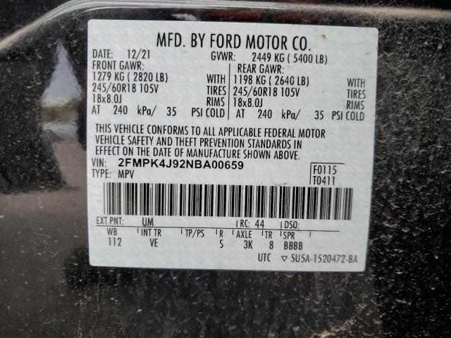 Photo 12 VIN: 2FMPK4J92NBA00659 - FORD EDGE SEL 