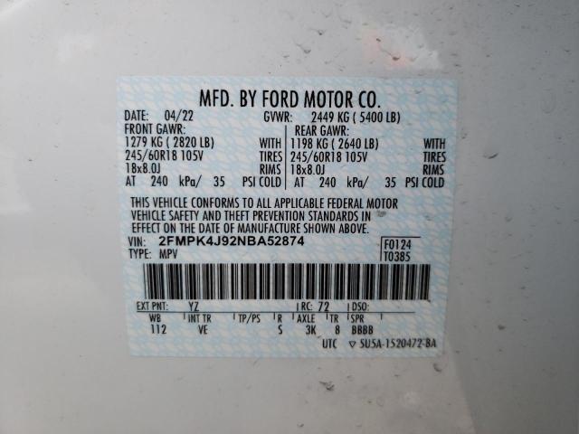 Photo 9 VIN: 2FMPK4J92NBA52874 - FORD EDGE SEL 