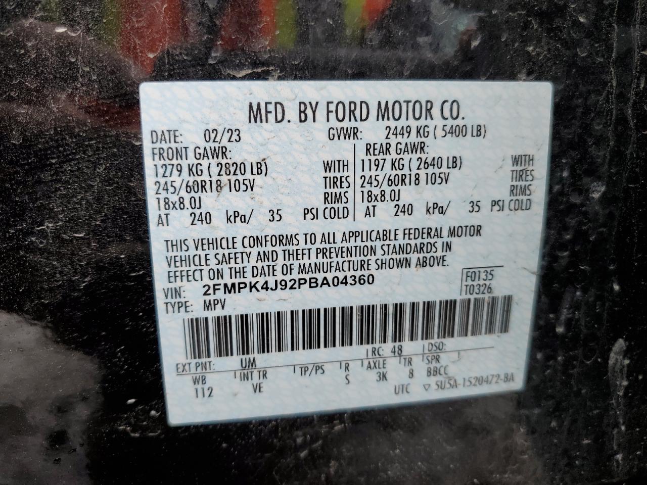 Photo 11 VIN: 2FMPK4J92PBA04360 - FORD EDGE 