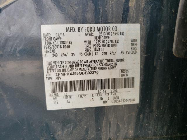 Photo 9 VIN: 2FMPK4J93GBB02376 - FORD EDGE SEL 