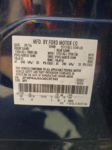 Photo 9 VIN: 2FMPK4J93GBC57395 - FORD EDGE SEL 