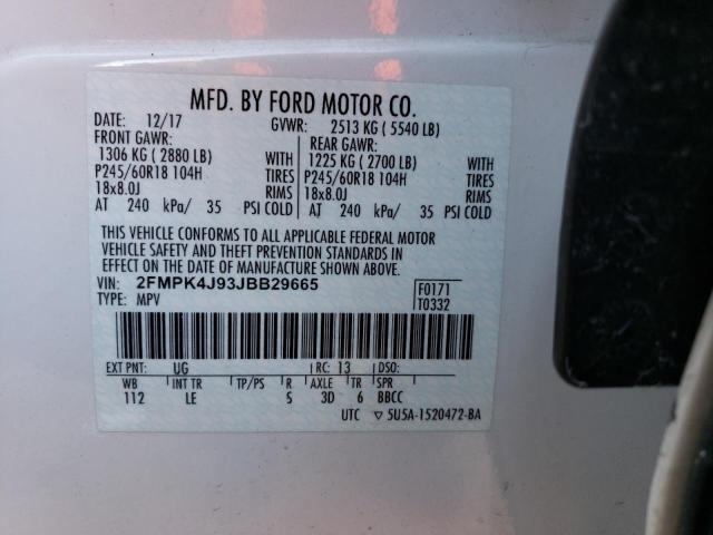 Photo 12 VIN: 2FMPK4J93JBB29665 - FORD EDGE SEL 