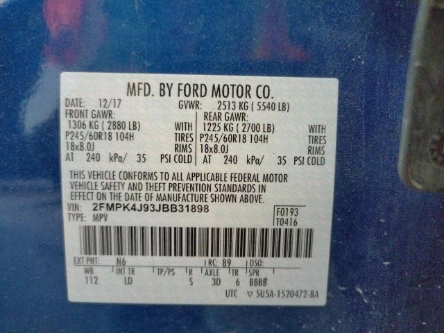 Photo 9 VIN: 2FMPK4J93JBB31898 - FORD EDGE SEL 