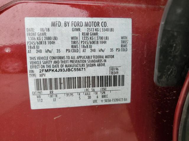 Photo 13 VIN: 2FMPK4J93JBC55671 - FORD EDGE SEL 