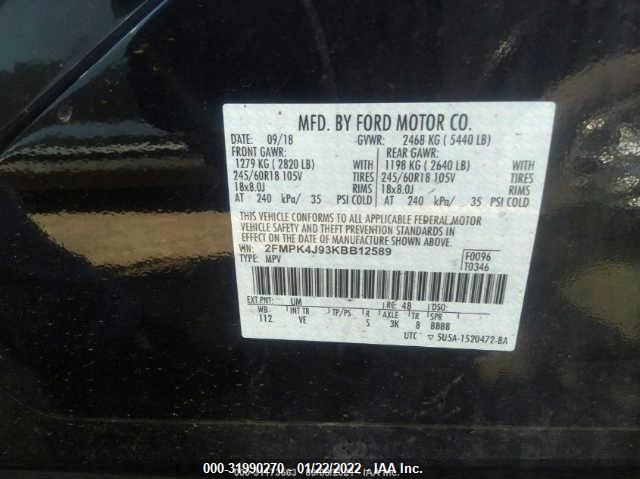 Photo 8 VIN: 2FMPK4J93KBB12589 - FORD EDGE 