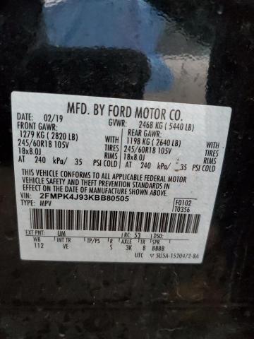 Photo 12 VIN: 2FMPK4J93KBB80505 - FORD EDGE SEL 