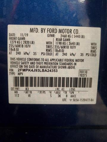 Photo 12 VIN: 2FMPK4J93LBA24353 - FORD EDGE SEL 