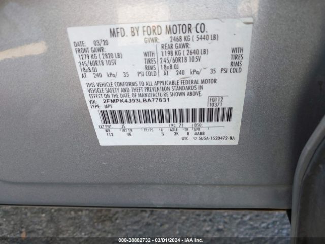 Photo 8 VIN: 2FMPK4J93LBA77831 - FORD EDGE 