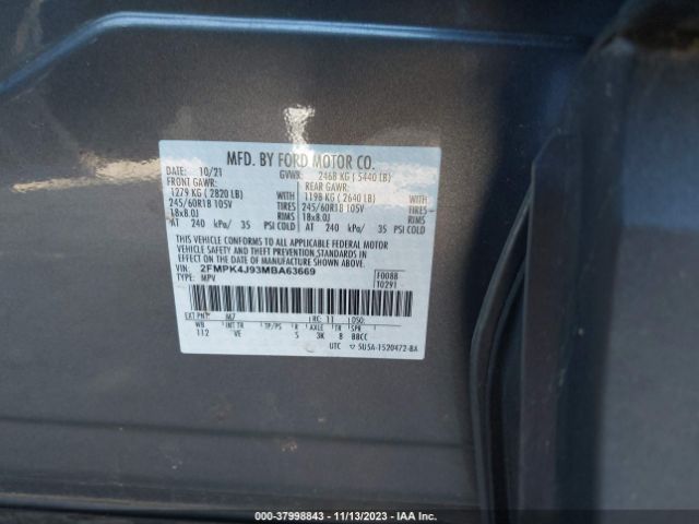 Photo 8 VIN: 2FMPK4J93MBA63669 - FORD EDGE 