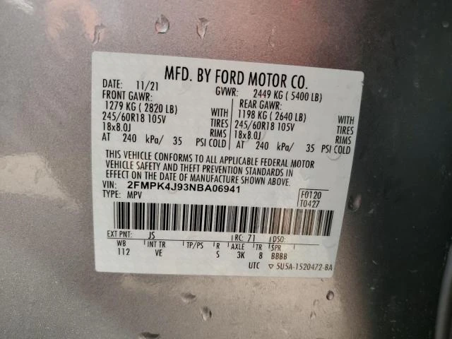 Photo 12 VIN: 2FMPK4J93NBA06941 - FORD EDGE SEL 