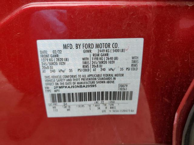 Photo 12 VIN: 2FMPK4J93NBA20595 - FORD EDGE SEL 