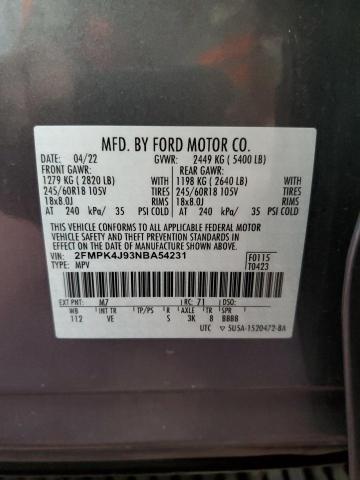 Photo 12 VIN: 2FMPK4J93NBA54231 - FORD EDGE SEL 