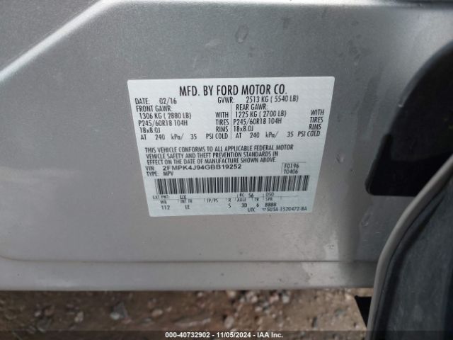 Photo 8 VIN: 2FMPK4J94GBB19252 - FORD EDGE 