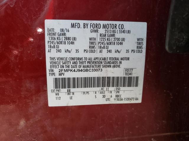 Photo 9 VIN: 2FMPK4J94GBC33073 - FORD EDGE SEL 