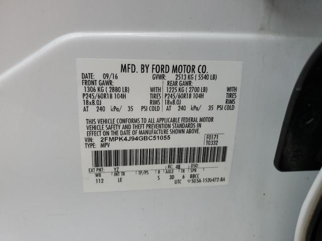 Photo 9 VIN: 2FMPK4J94GBC51055 - FORD EDGE SEL 