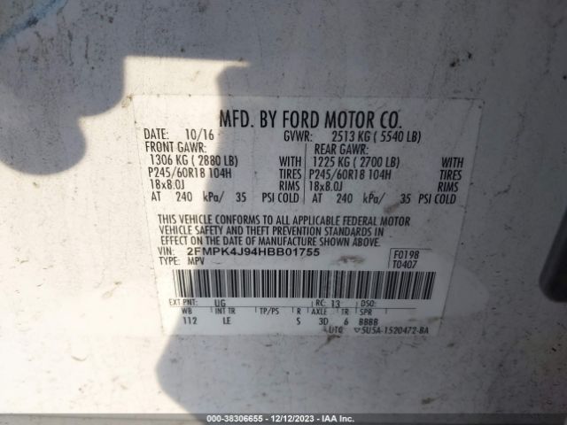 Photo 8 VIN: 2FMPK4J94HBB01755 - FORD EDGE 