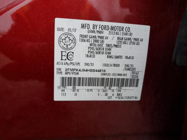 Photo 12 VIN: 2FMPK4J94HBB44816 - FORD EDGE SEL 