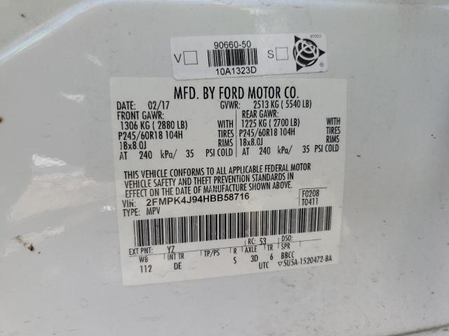 Photo 11 VIN: 2FMPK4J94HBB58716 - FORD EDGE SEL 