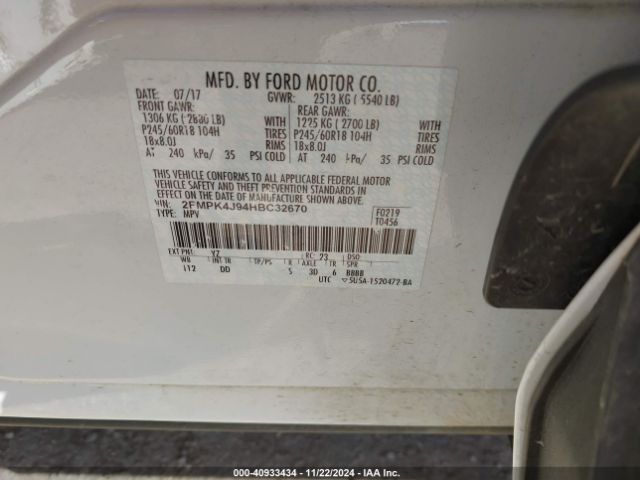 Photo 8 VIN: 2FMPK4J94HBC32670 - FORD EDGE 