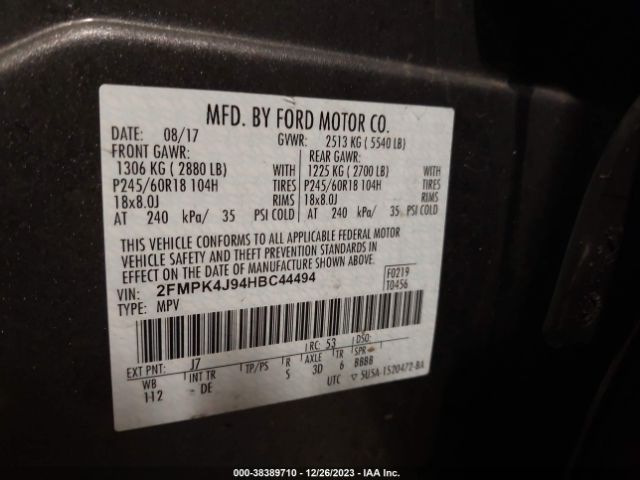 Photo 8 VIN: 2FMPK4J94HBC44494 - FORD EDGE 