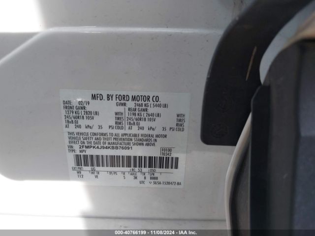 Photo 8 VIN: 2FMPK4J94KBB76091 - FORD EDGE 