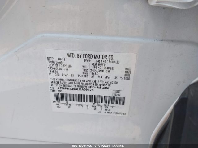 Photo 8 VIN: 2FMPK4J94LBA09425 - FORD EDGE 