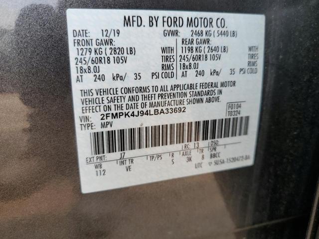 Photo 12 VIN: 2FMPK4J94LBA33692 - FORD EDGE SEL 