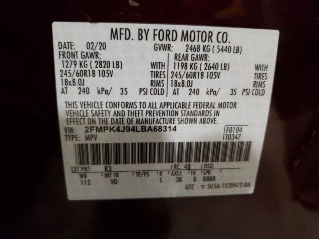 Photo 11 VIN: 2FMPK4J94LBA68314 - FORD EDGE SEL 