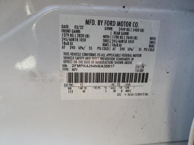 Photo 12 VIN: 2FMPK4J94NBA35817 - FORD EDGE SEL 