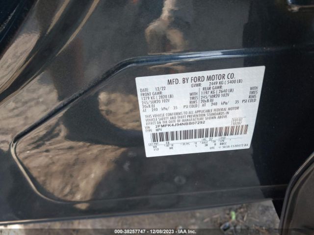 Photo 8 VIN: 2FMPK4J94NBB07292 - FORD EDGE 