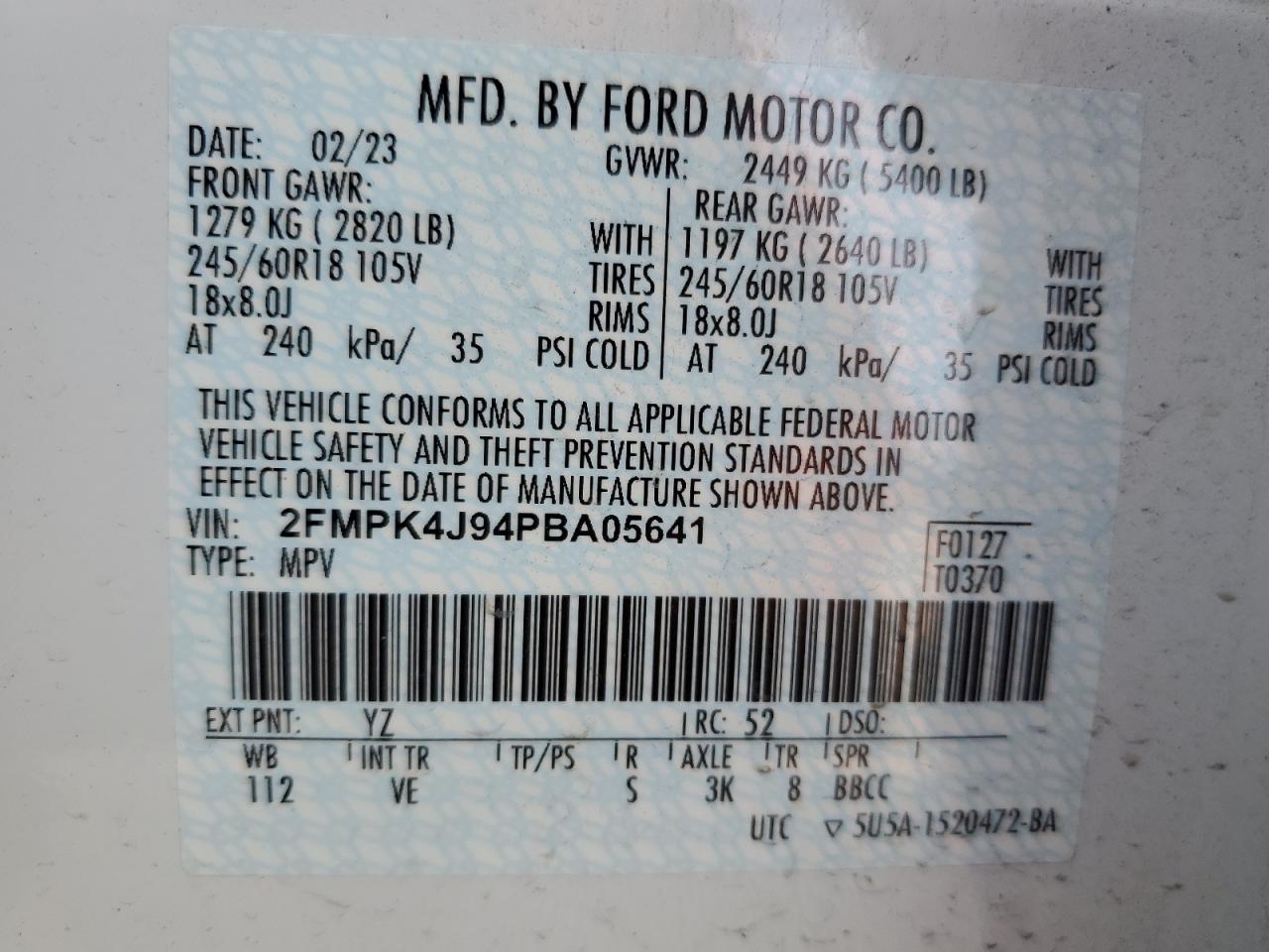 Photo 11 VIN: 2FMPK4J94PBA05641 - FORD EDGE 