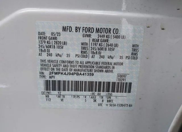 Photo 8 VIN: 2FMPK4J94PBA41359 - FORD EDGE 