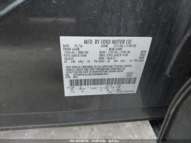 Photo 8 VIN: 2FMPK4J95GBB86393 - FORD EDGE 