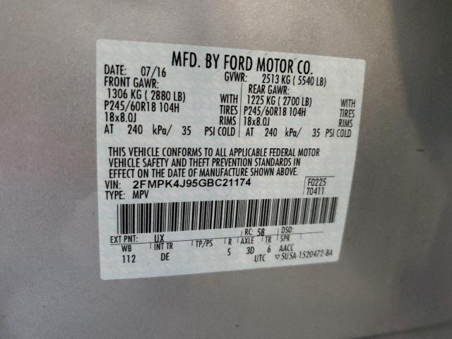 Photo 13 VIN: 2FMPK4J95GBC21174 - FORD EDGE SEL 