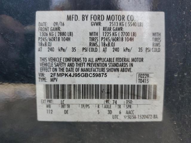 Photo 12 VIN: 2FMPK4J95GBC59875 - FORD EDGE SEL 